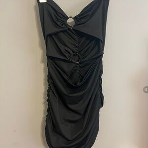 SHEIN Black Ruched Mini Dress